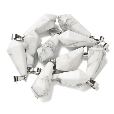 Natural Howlite Pointed Pendants G-B127-15P-03-1