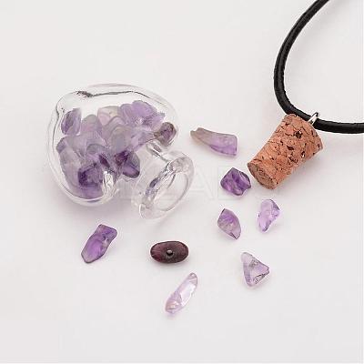 Glass Wishing Bottle Leather Cord Pendant Necklaces NJEW-JN01616-1