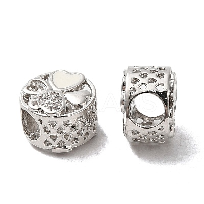 Brass Cubic Zirconia Enamel European Beads KK-K275-06P-1
