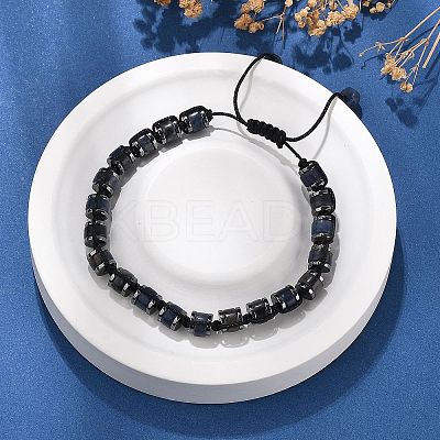 Adjustable Natural Sodalite and Non-magnetic Synthetic Hematite Braided Bead Bracelets BJEW-Z090-01C-1
