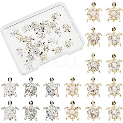 24Pcs 6 Styles Tortoise Zinc Alloy Cabochons MRMJ-OC0002-86-1