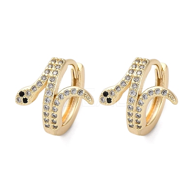 Brass Cubic Zirconia Hoop Earrings EJEW-Q014-39G-1