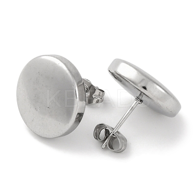 304 Stainless Steel Flat Round Stud Earrings EJEW-D281-26S-1