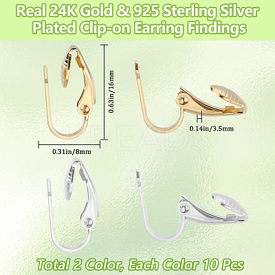 40Pcs 2 Colors Brass Clip-on Earring Findings KK-BBC0011-91-1