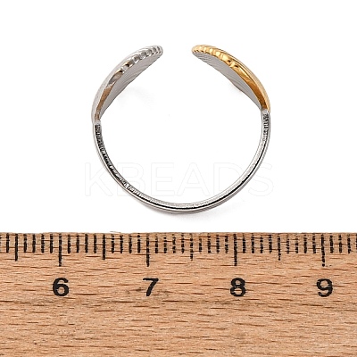 304 Stainless Steel Double Color Cuff Rings RJEW-S635-01GP-N-1