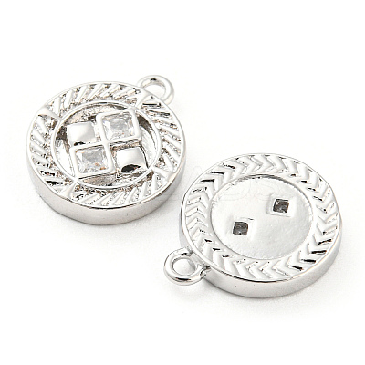 Brass Micro Pave Cubic Zirconia Charms KK-E090-31P-1