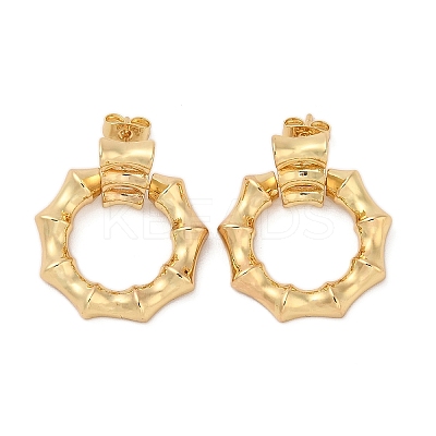 Real 18K Gold Plated Brass Dangle Stud Earrings EJEW-P252-07B-G-1