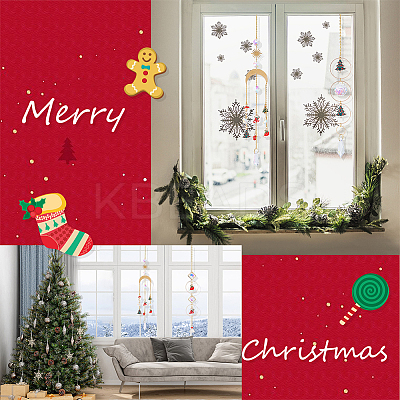 4Pcs 4 Style Christmas Theme Sun Catcher Glass Pendant Decorations AJEW-SC0001-51-1