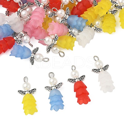 50Pcs 5 Colors ABS Plastic Imitation Pearl & Acrylic Pendant PALLOY-JF03939-1