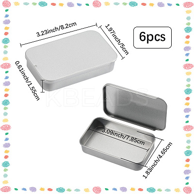 6Pcs Slide Top Tinplate Trinket Storage Boxes CON-SP0001-23F-1
