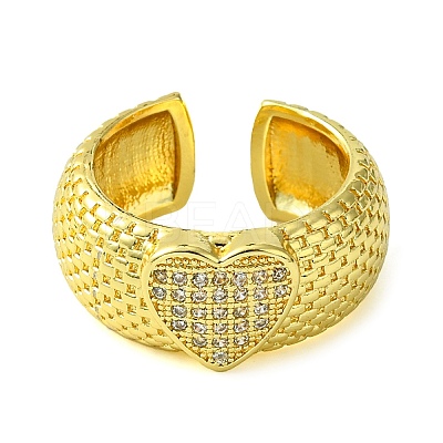 Brass Micro Pave Cubic Zirconia Open Cuff Ring RJEW-K256-15G-1