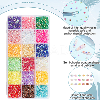 21600Pcs 18 Colors Half Round Opaque Resin Cabochons MRMJ-GO0001-10B-1