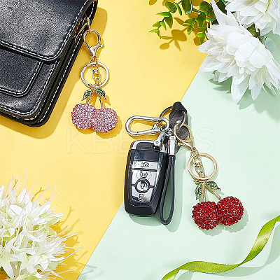 2Pcs 2 Colors Zinc Alloy Rhinestone Keychain KEYC-BC0001-13-1
