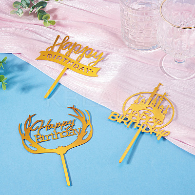 3Pcs 3 Styles Acrylic Cake Toppers FIND-TA0010-38B-1