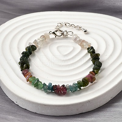 Natural Multicolor Tourmaline Chip Beaded Bracelets for Women BJEW-M110-02-1