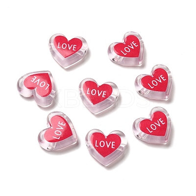 Printed Transparent Acrylic Beads OACR-P017-B04-1