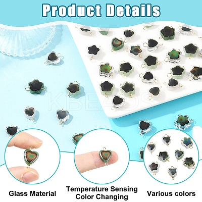 30Pcs Glass Temperature Sensing Color Changing Connector Charms PALLOY-YW00138-01-1