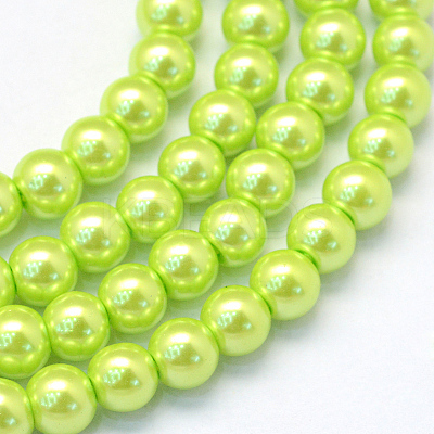 Baking Paint Pearlized Glass Pearl Round Bead Strands X-HY-Q330-8mm-66-1