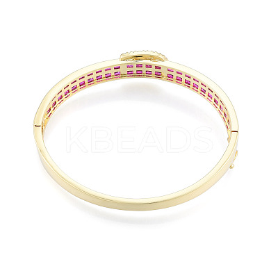 Cubic Zirconia Belt Buckle Hinged Bangle BJEW-N014-012-1