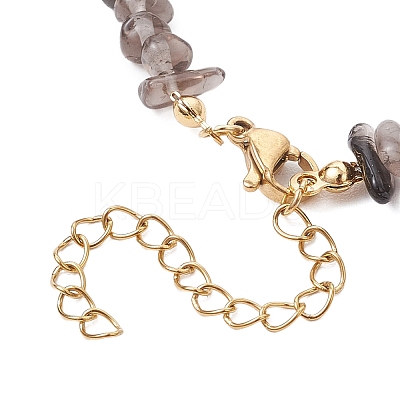 Natural Obsidian Chip & Glass Beaded Anklets AJEW-AN00682-07-1
