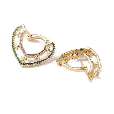 Starfish Cubic Zirconia Hoop Earrings EJEW-M216-08A-1