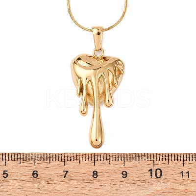 304 Stainless Steel Melted Heart Pendant Snake Chain Necklaces for Women NJEW-F354-09G-1