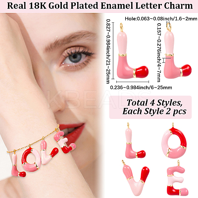 8Pcs 4 Styles Brass Enamel Pendants KK-BBC0019-23-1