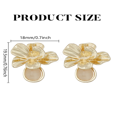 1 Pair Flower Zinc Alloy Cat Eye Stud Earrings EJEW-LP0009-12-1
