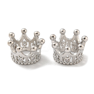 Crown Brass European Beads KK-L075-020P-1