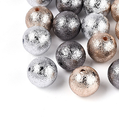 Textured Plating Opaque Acrylic Beads PACR-T019-02M-1