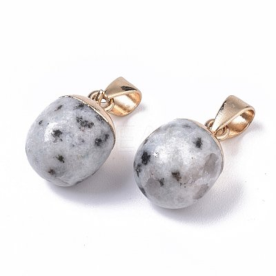 Top Golden Plated Natural Sesame Jasper Pendants G-T131-03G-1