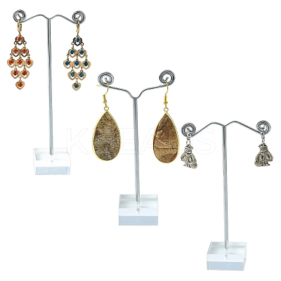 3Pcs T Bar Earring Organic Glass Displays Sets X-EDIS-G012-01-1