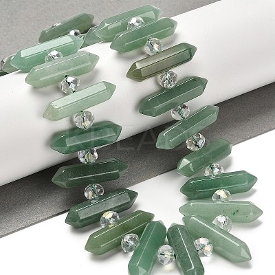 Natural Green Aventurine Double Terminated Point Beads Strands G-H069-B14-01-1