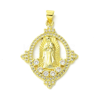 Brass Micro Pave Clear Cubic Zirconia Pendants KK-H472-39G-1