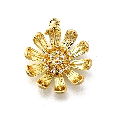 Brass Micro Pave Clear Cubic Zirconia Pendants KK-F899-05B-G-1