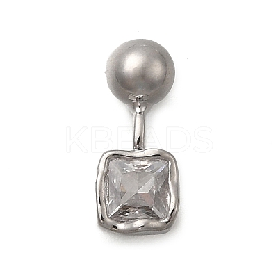 Brass Micro Pave Cubic Zirconia Square Charms KK-D500-01A-P-1