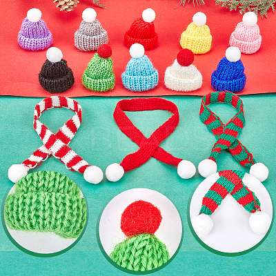 Woolen Crochet Mini Hat with Pom Pom Ball AJEW-GF0009-37-1