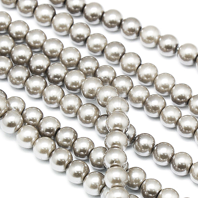 Eco-Friendly Dyed Glass Pearl Round Beads Strands HY-A002-8mm-RB010-1