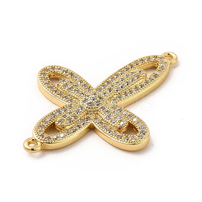 Eco-Friendly Rack Plating Brass Micro Pave Clear Cubic Zirconia Connector Charms KK-F847-04G-1