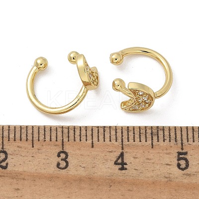 Golden Plated Brass Micro Pave Cubic Zirconia Cuff Earrings EJEW-L244-42G-1
