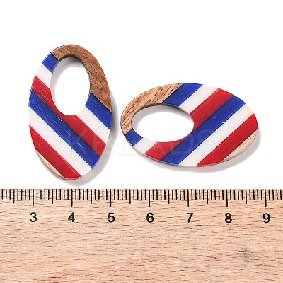 Independence Day Opaque Striped Resin & Walnut Wood Pendants RESI-U010-02M-1