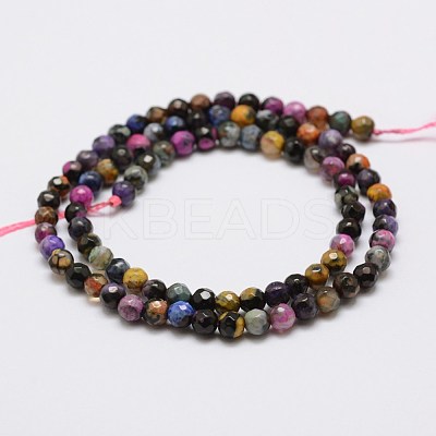 Faceted Natural Fire Crackle Agate Beads Strands X-G-F447-4mm-A07-1
