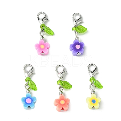 Flower Handmade Polymer Clay Pendant Decorations HJEW-JM01544-02-1