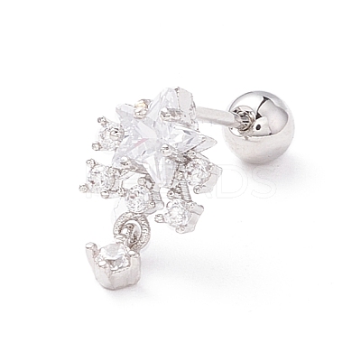 Snowflake Clear Cubic Zirconia Stud Earrings for Women EJEW-A065-03P-1