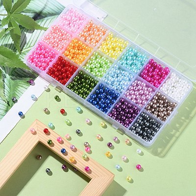 1350Pcs 18 Style Spray Painted ABS Plastic Imitation Pearl Beads OACR-YW0001-35A-1