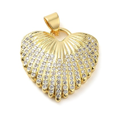 Rack Plating Brass Micro Pave Clear Cubic Zirconia Pendants KK-C047-12G-1
