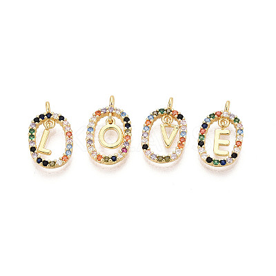 26Pcs Brass Micro Pave Cubic Zirconia Pendants KK-R218-02G-02-1