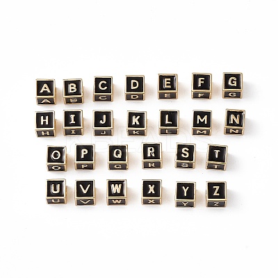 Rack Plating Brass Enamel Beads KK-B060-04G-01-1