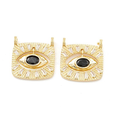 Rack Plating Brass Cubic Zirconia Pendants KK-D073-25G-03-1