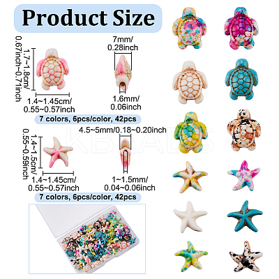 84Pcs 2 Styles 7 Colors Ocean Theme Synthetic Turquoise Dyed Beads Strands G-UN0001-31-1